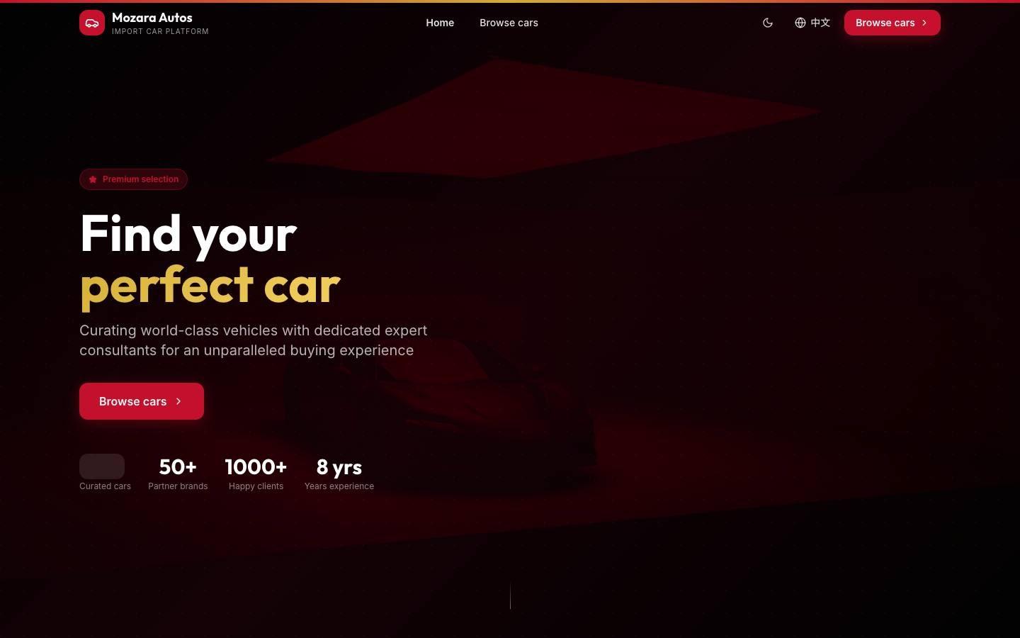 Mozara Autos homepage, Find your perfect car